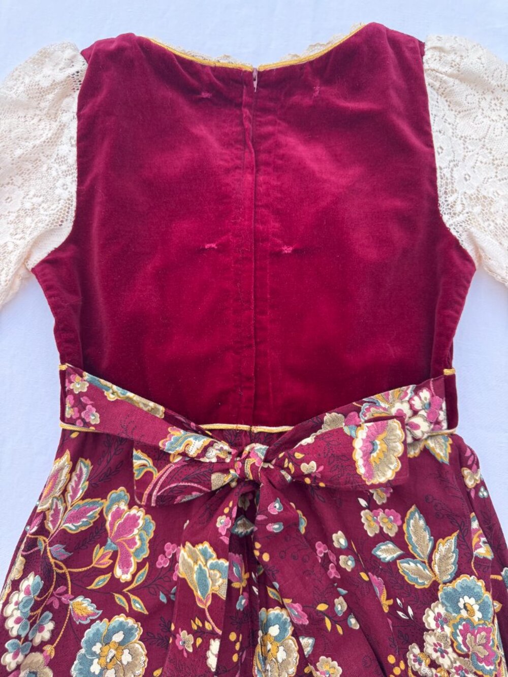 Vintage 1970's GUNNE SAX Jessica Burgundy Floral Maxi Dress HTF Size 13 REPAIRED - Picture 16 of 16